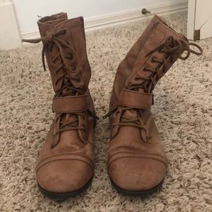 Nine West Leather Combat Boots